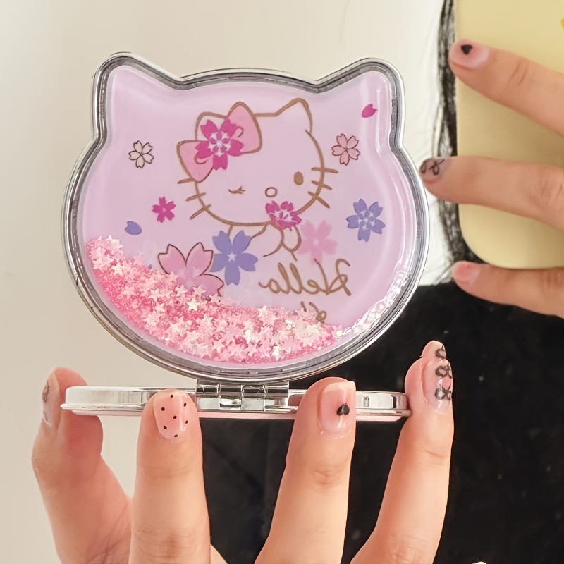 

For Hello Kitty Compact Mirror, Metal Portable Foldable Double-sided Makeup Mirror With Magnification, For Travel & Touch-ups, Suitable For 14+