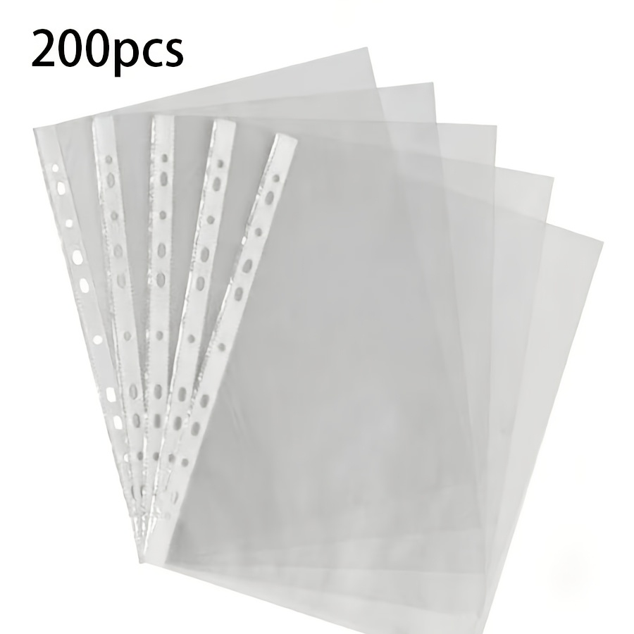 Image of 50pcs/200pcs 11-hole Transparent A4 Plastic File Folders/suitable For Office Organization, Compatible With Data Protectors, Enhancing And Productivity Of The