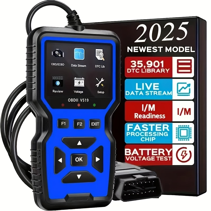 TEMU Professional Scanner - Upgraded Obdii + Can Code Reader, Real-time Data, Battery Test, 4000+ Dtc Library, I/m Readiness, Check Engine Light And