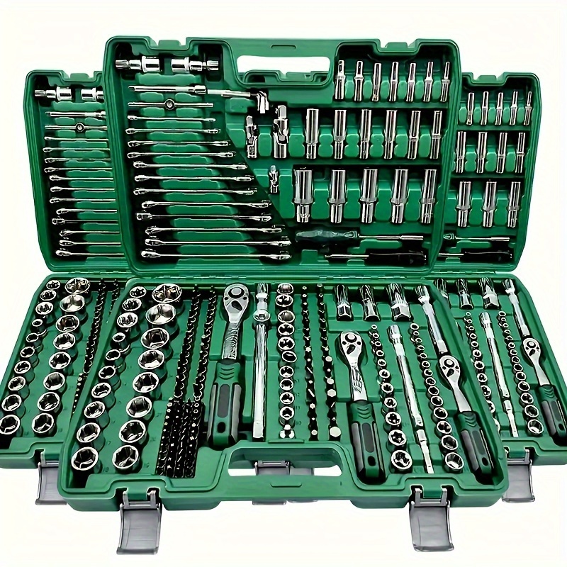 high end professional 216 53 46pcs tool set repair machinery kit   4 3 8 drive depth and standard socket professional racing grade parts repair fast ratchet wrench and other equipment parts and hardware combination toolbox