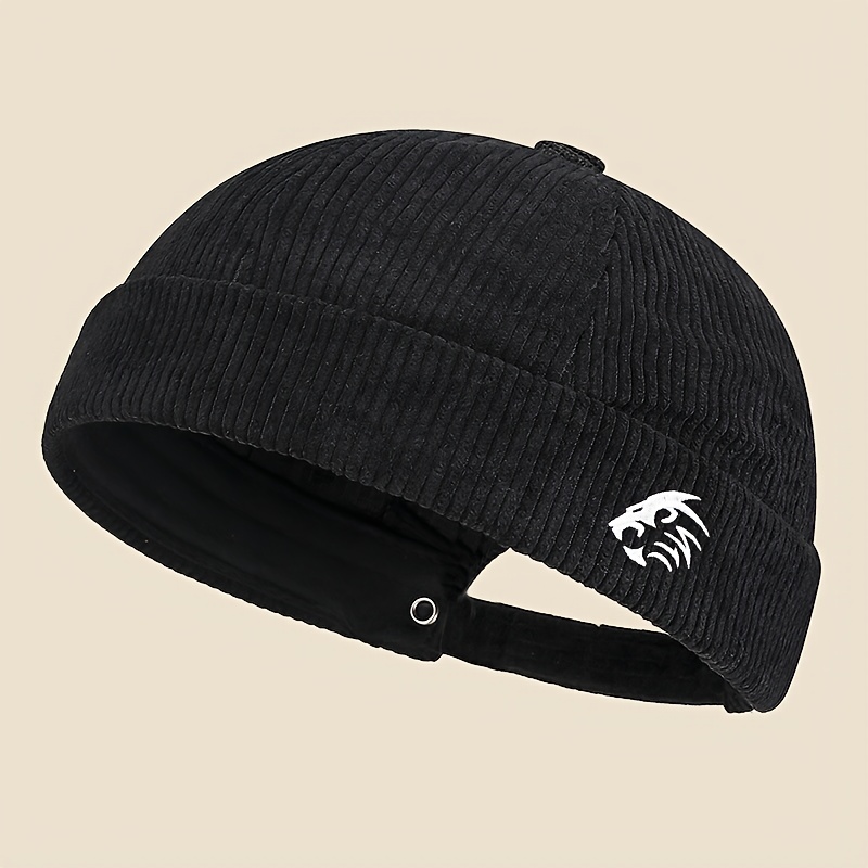 E-shop Unisex Vier-Jahreszeiten-Neuer-Stil bestickter Löwenkopf trendige Vintage-Hip-Hop-Vermieter-Mütze -Wildleder-Cord-Cap -Dance Pomade-Mütze im