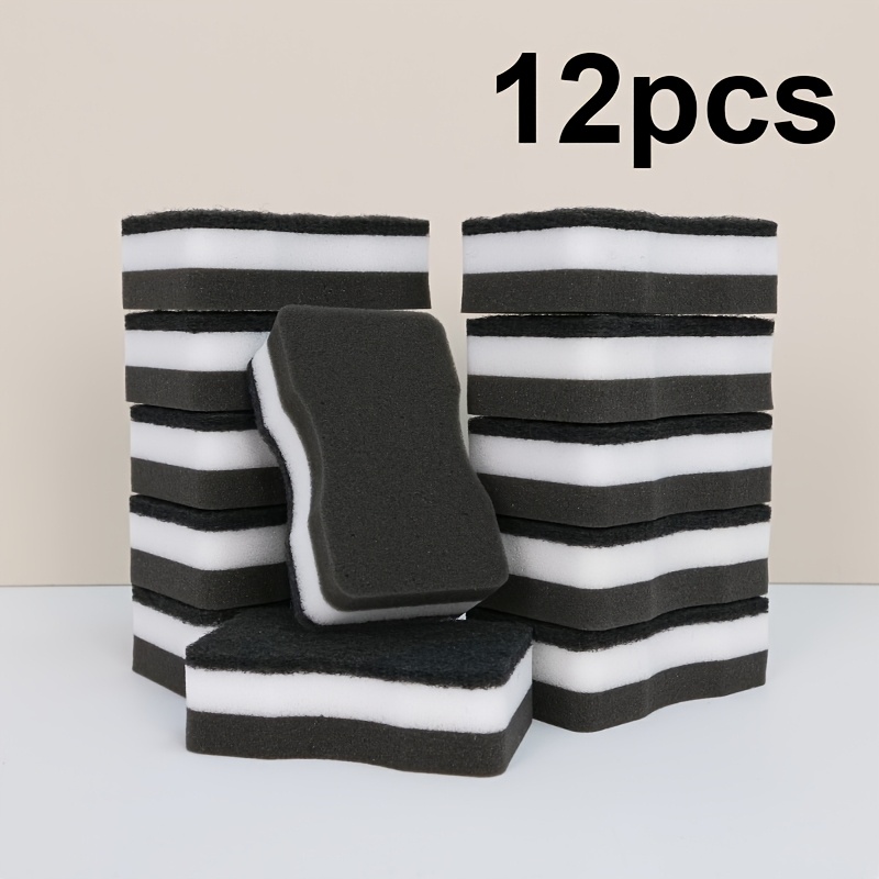 Image of 3/6/12/24pcs Multifunctional Kitchen Cleaning Sponge Scrubber, Dish Towel, Cleaning Sponge, Durable, Double-sided Dual-effect, 3-layer Design Thickened, Kitchen Cleaning Tool