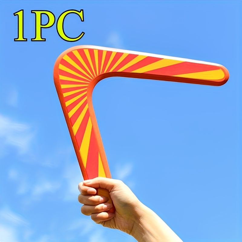 Image of 1pc Random Color Ergonomic Wooden Boomerang For Beginners - Lightweight, Durable, With Unique Hand- Design For Outdoor Games And Activities, Ideal For Beach, Park, Backyard Play