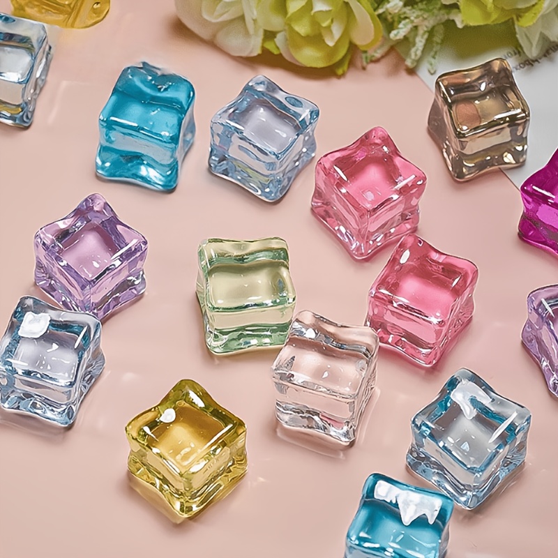 TEMU 11pcs Decorative Artificial Ice Cubes, Random Colors, Square Shape. Ideal For Photography Props, Aquarium Displays, Fish Tank Landscaping, And