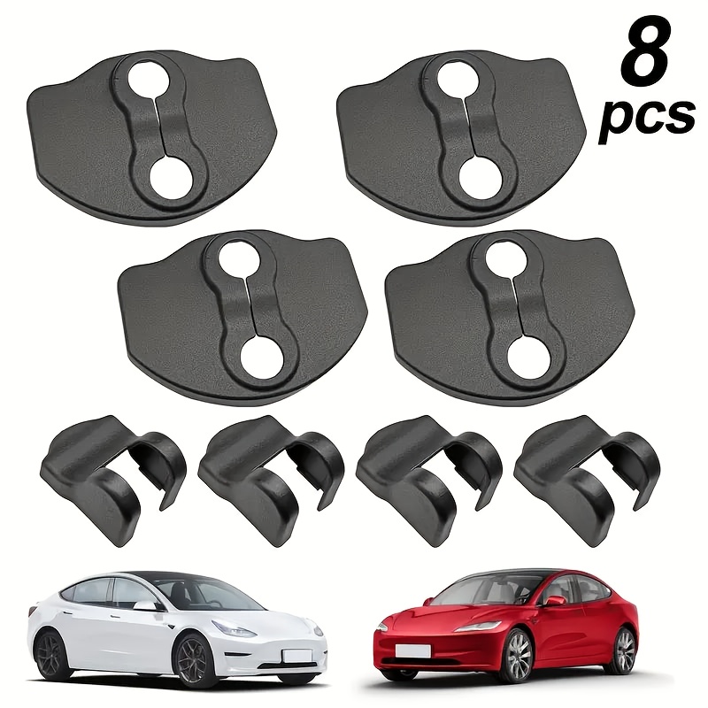 TEMU Special 8pcs Door Lock Cover Set, Suitable For Model 3/y 2016-2024 - Durable Tpe Material, Flexible And Scratch-resistant, Non-deforming Design,