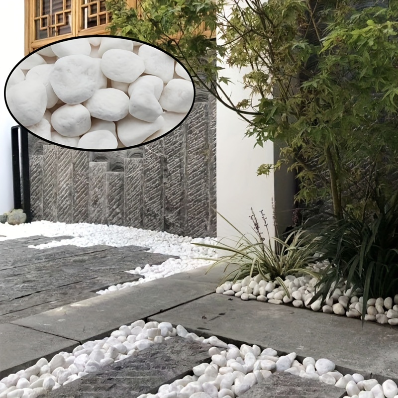 

White Polished Pebbles - 1.7kg Bag, Natural Stone For Landscaping, Gardening, Home Decor, Walkways, And Aquariums - Durable Pebble Rocks For Outdoor & Indoor Use
