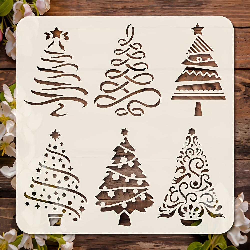 TEMU Plantilla de 1 pieza de 5.9*5.9 pulgadas - Plantilla de árbol de Navidad, diseño de árbol decorativo. Esta plantilla patrones como , estrellas y