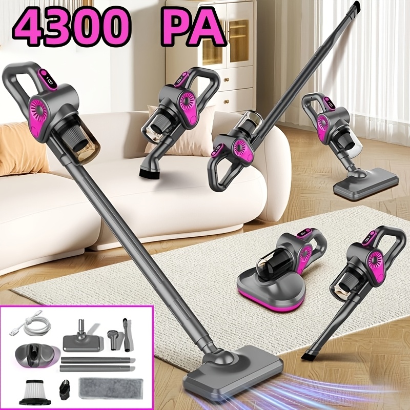 TEMU Cordless Vacuum Cleaner For Home, 43000pa Cordless Vacuum Cleaner With Lcd Display, Usb Charging, Anti- , Cordless Vacuum Cleaner, Suitable For