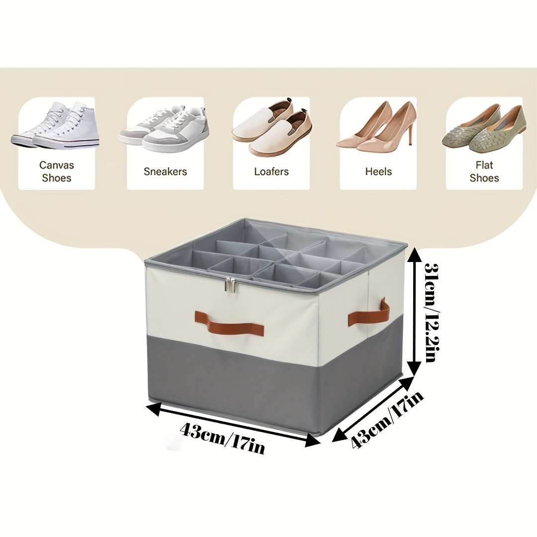 TEMU Foldable Dust Shoe Box, Fabric Shoe Cabinet With Transparent Cover, Shoe Organizer, Adjustable Shoe Cabinet Divider, Space-saving Folding Shoe