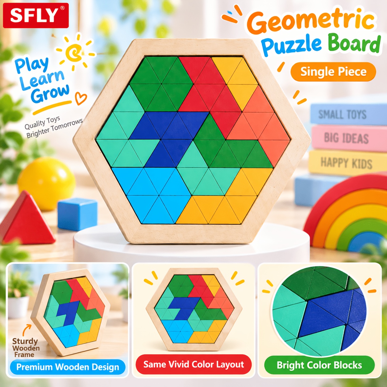 SFLY Wooden Hexagon Geometric Shape Toy