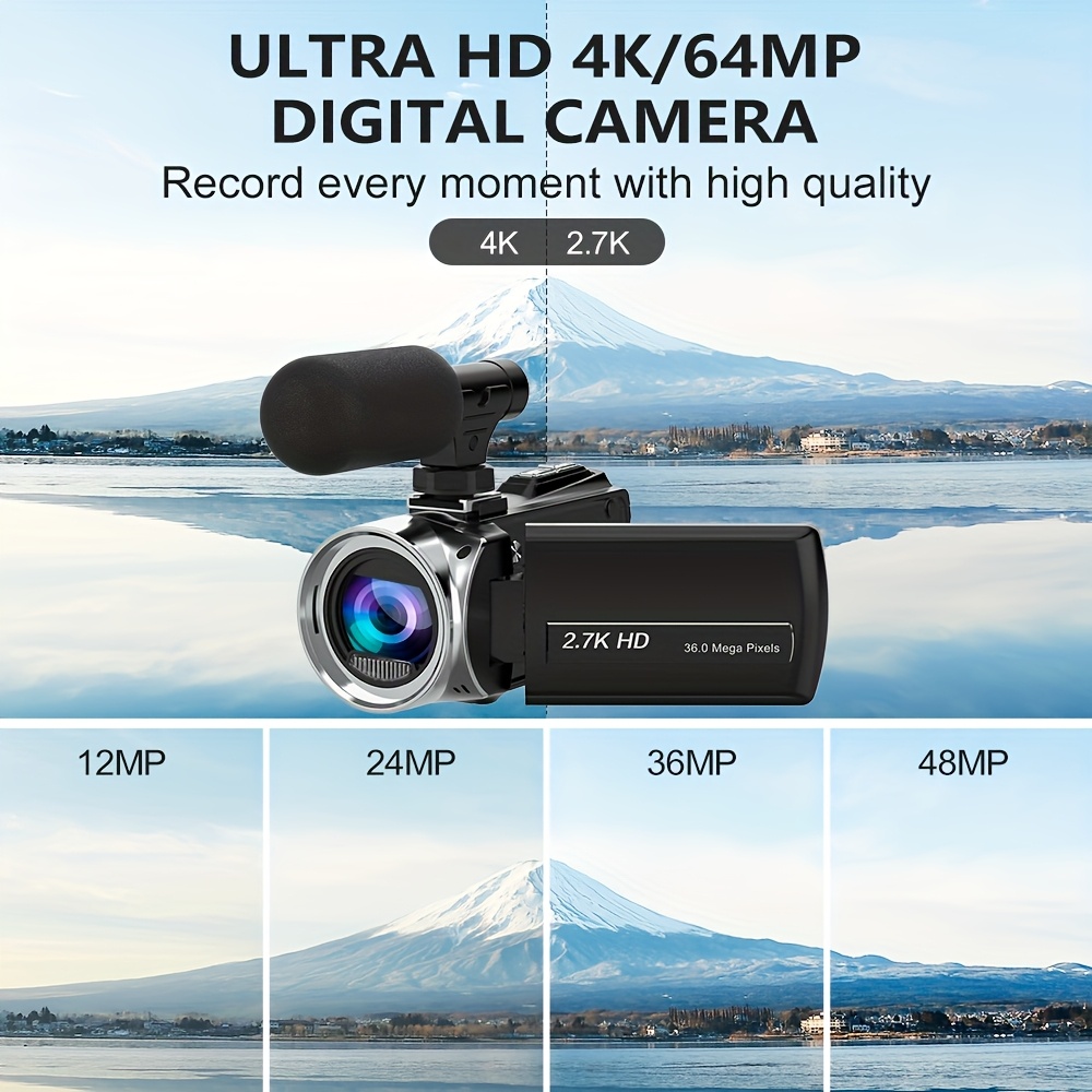 videocamera 4k hd con microfono esterno, fotocamera digitale registratrice 4k 48mp da 3 pollici con rotazione a 270 e zoom digitale 18x, con scheda sd da 32gb Dettagli dell'articolo 1