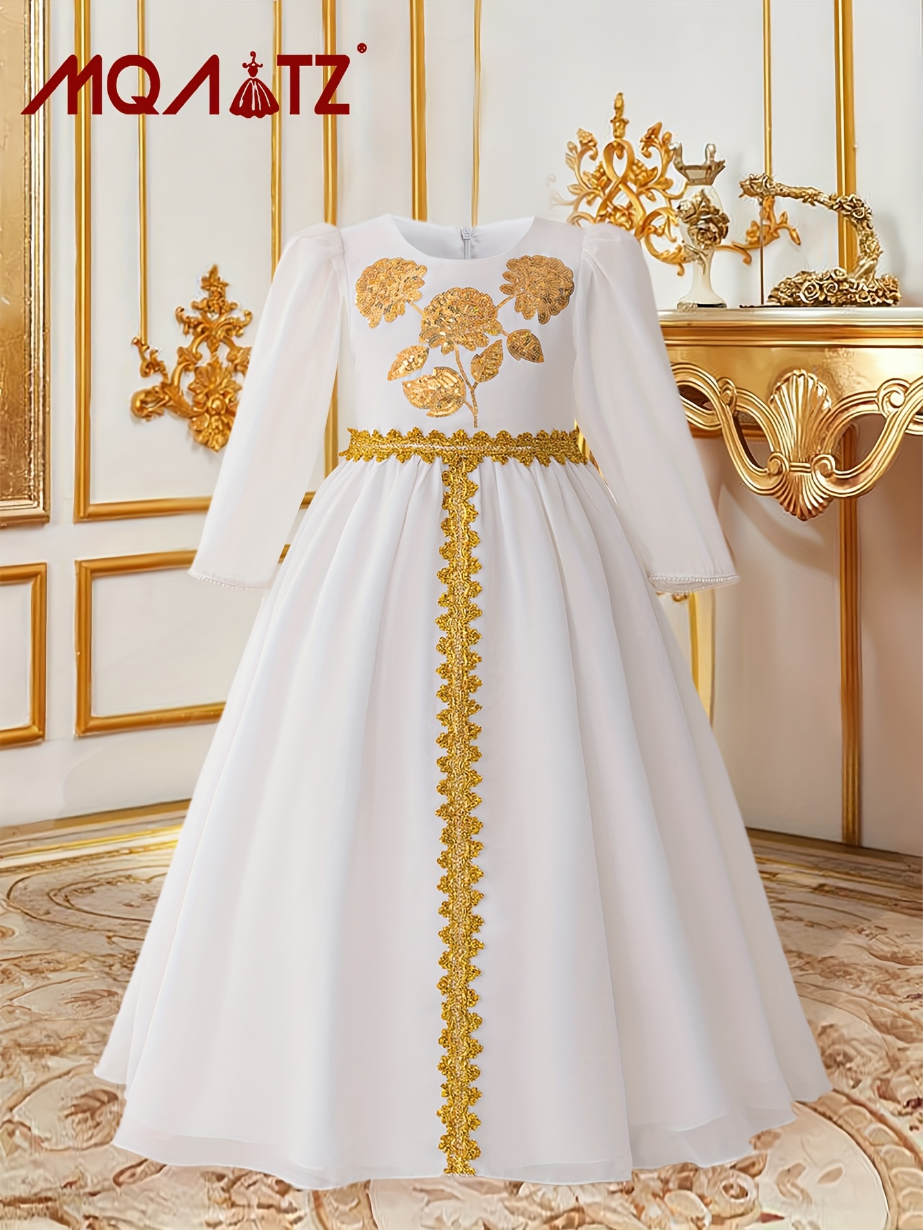 gorgeous girls' middle eastern traditional dress, long-sleeve embroidered  hem muslim dress for birthday parties - kids' fashion - Temu United Arab  Emirates