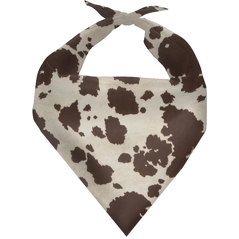 TEMU 1pc 24.8×11 Inch Brown Cow Print Dog Bandana Scarf In Shape, Complete With An Adorable Party Hat For Pet Puppies And Cats, Perfect For Birthday
