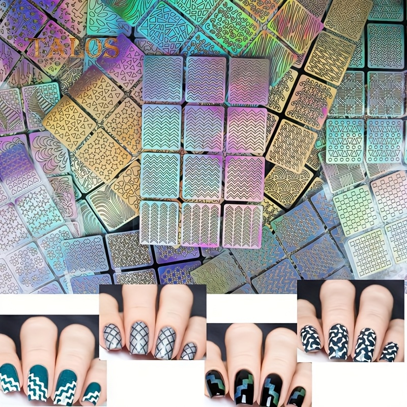 TEMU 24 Pack Nail Art Vinyl Stencils - Easy Application Stickers For Nail Designs Suitable For Manicure Or Professional Use Great For Nail Technicians Beginners And Nail Art Lovers