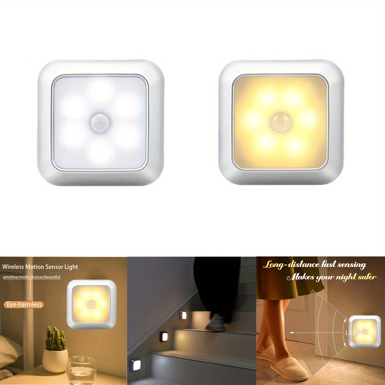 

12pcs Motion Sensor Night Light - Led Lights Motion Activited Wall -saving, - Decorative Light For Stairs, Wardrobes, Bathroom, Closets