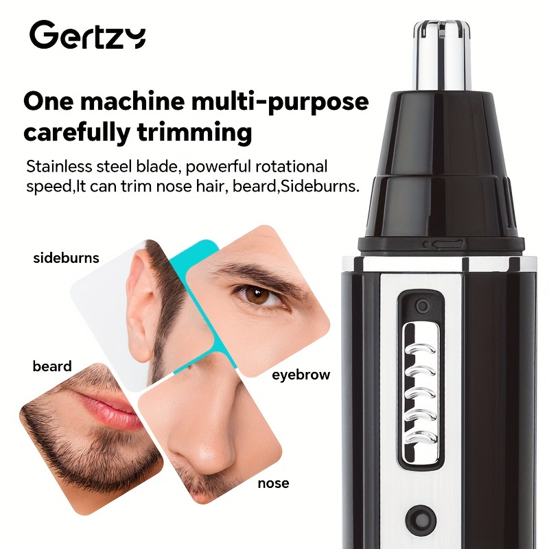Multi-Use Electric Nose & Ear Hair Trimmer - Also For Eyebrows, Beard, Battery Powered, Green