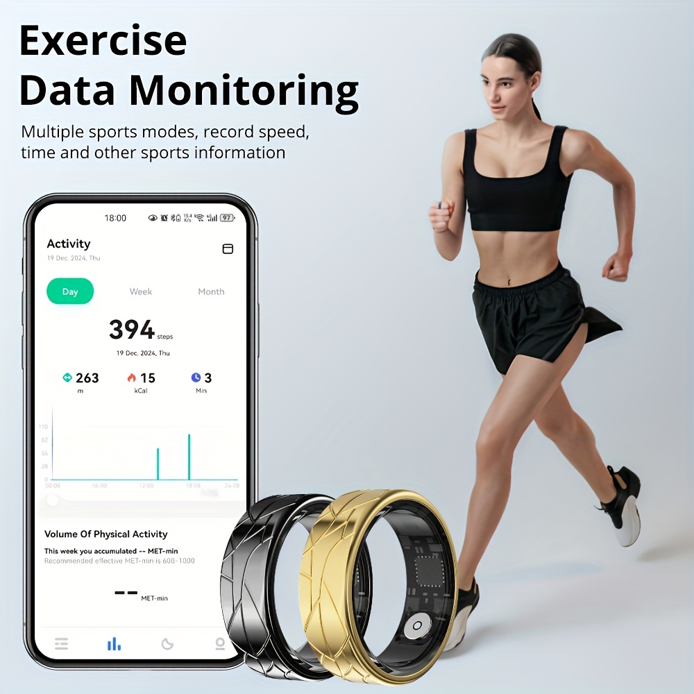 Fitness Tracker Smart Ring with Magnetic USB Charging, Multi-Sport Tracker, Long Battery Life - Stylish Golden Design, Suitable for Men And Women Father'S Day, Mother'S Day, Valentine'S Day Gifts - Image 6