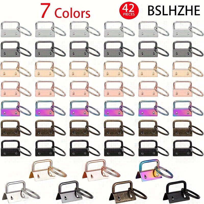 E-shop BSLHZHE 42-tlg. 1-Zoll-Schlüsselanhänger-Hardware-Set, 7 plattierte Farbausführungen (Silbrig, Grau, Bunt, Roségold, Antikbronze, Golden,