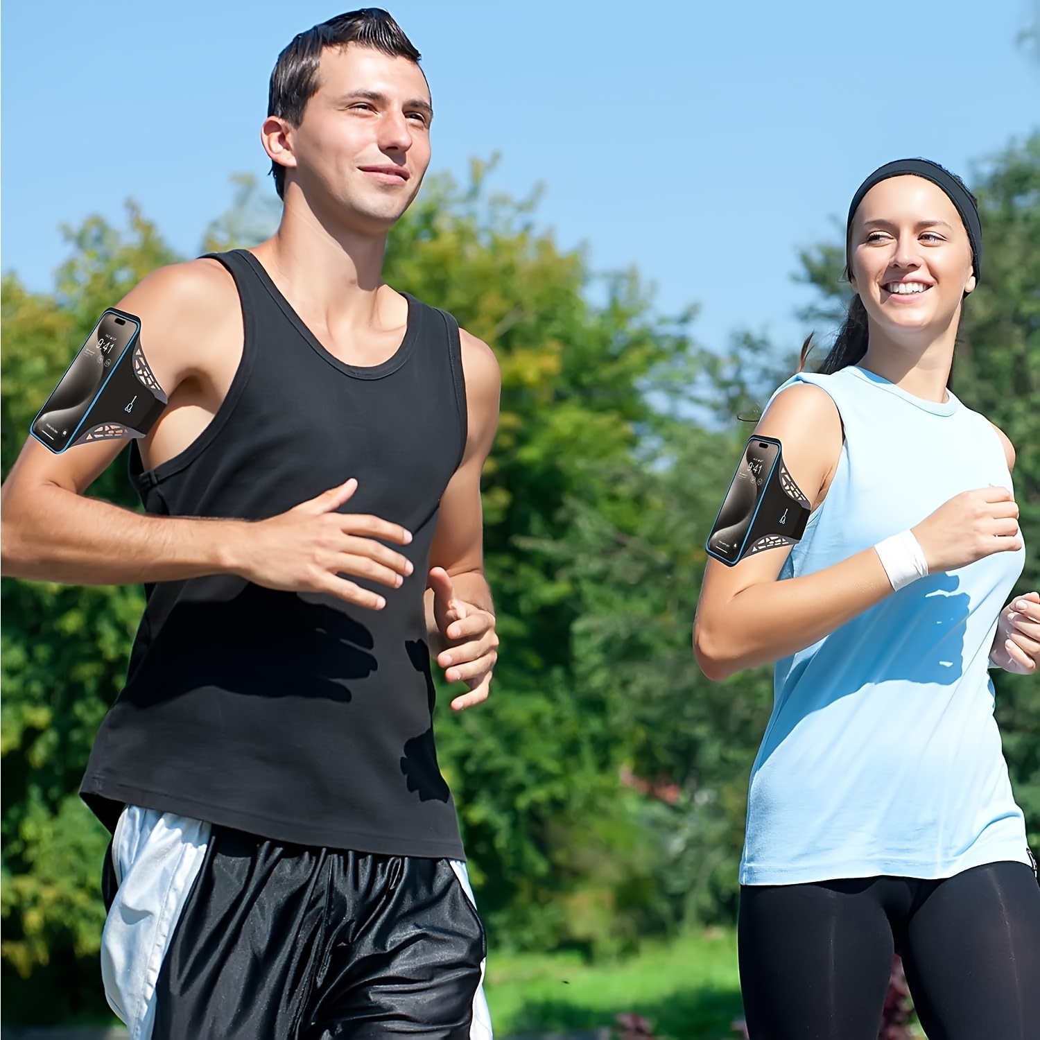 [1/2 Pack] Sports Armband for Iphone 17/16 Pro/Max 15 14 13 12 11, Gym  Workout/Exercise Key/Card Holder Arm Band Case for Samsung S25/