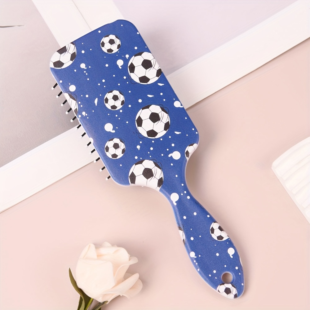 TEMU 1 Cute Football Design Hair Comb - 3 Different Patterns, Nylon Bristles, Compact And Portable Travel-friendly, Suitable For Graduation