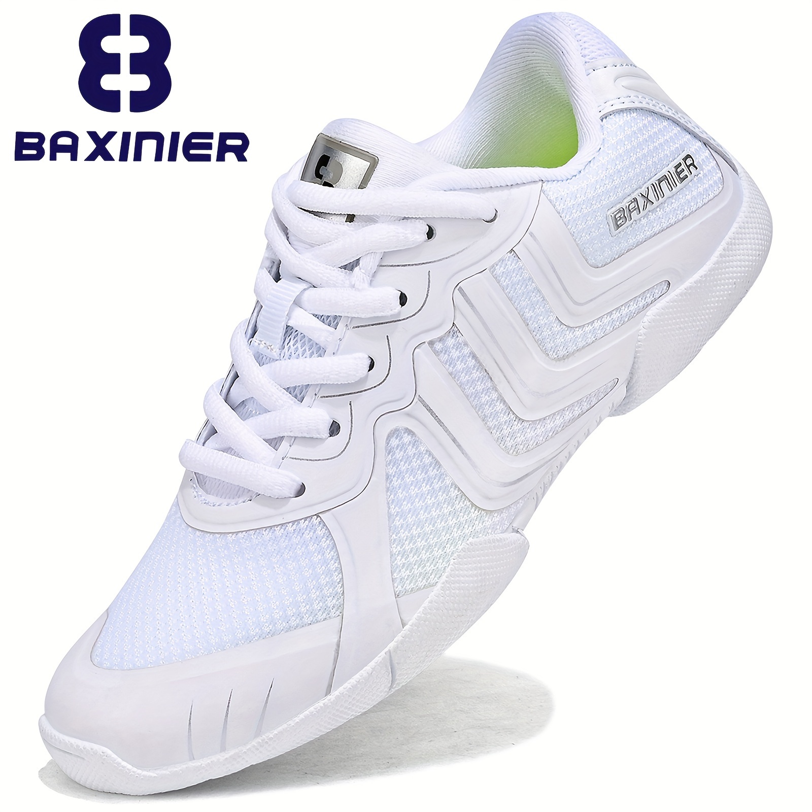 Women White Cheerleading Shoes Competition Dance Sneakers Breathable  Exercise Training Tennis Unisex Professional Solid Color Dance Shoes Light  Casual
