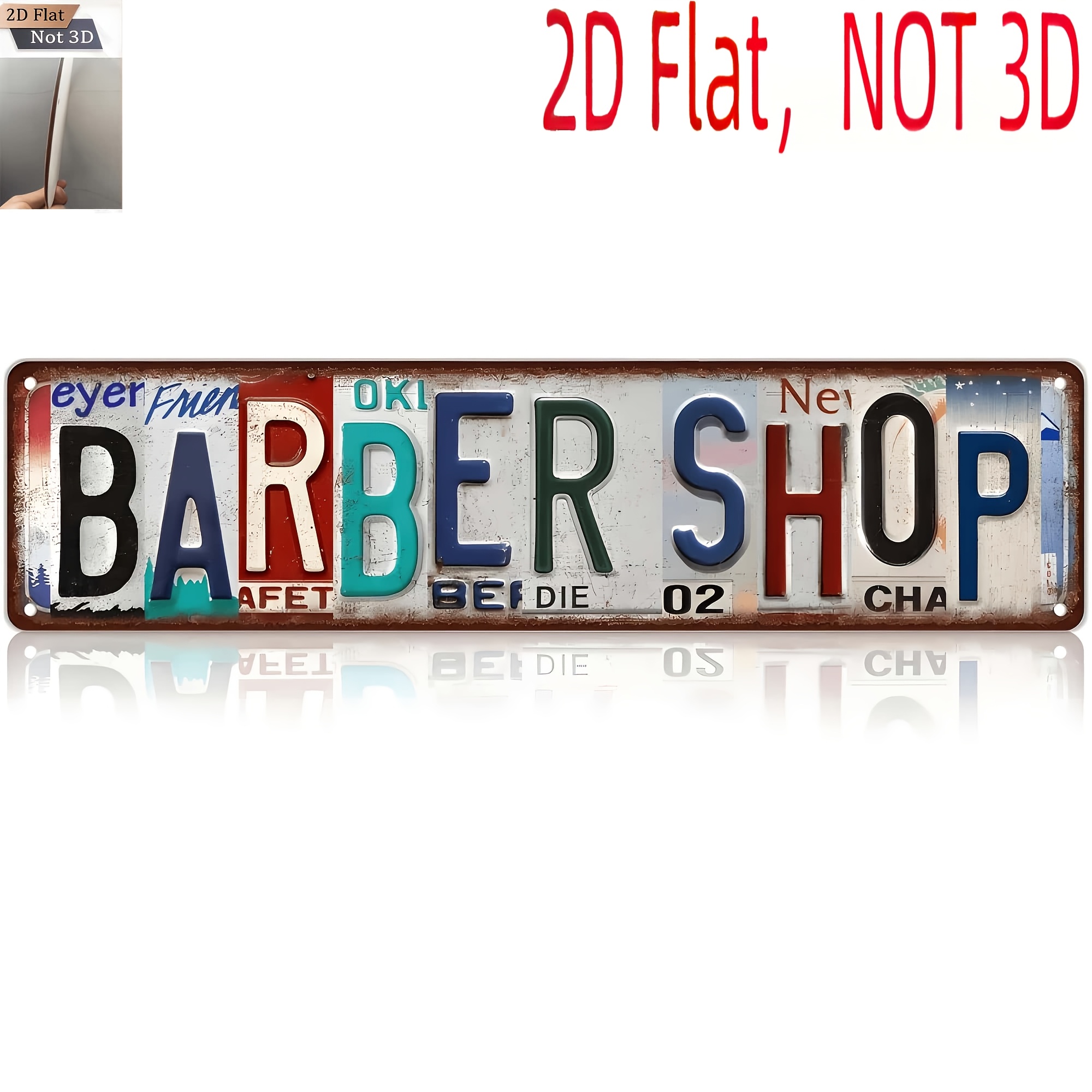 TEMU 2d Flat, 2d Plane Artificial Wood Wall Hanging/retro Barbershop Wooden Sign, No Power Needed