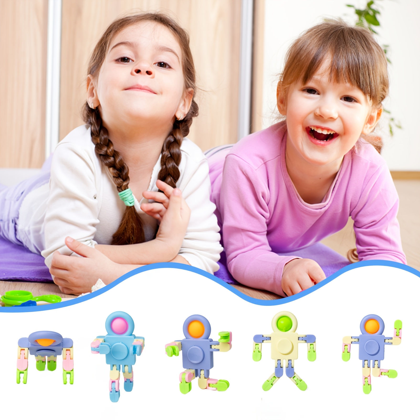 24-Pack Transformable Astronaut Fidget Spinners - Multi-Colored Plastic Pop Fidget Toy Keychains for Kids, Stress Relief Hand Spinners, Classroom Rewards, Birthday & Party Gifts