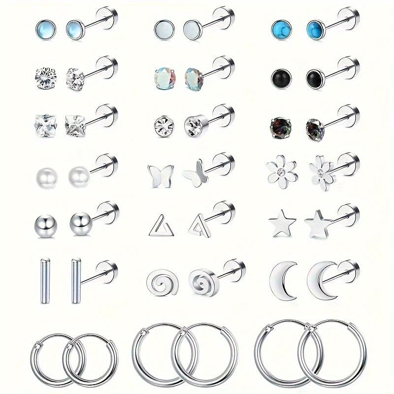 

21pairs Surgical Steel Hypoallergenic 20g Nap Earring