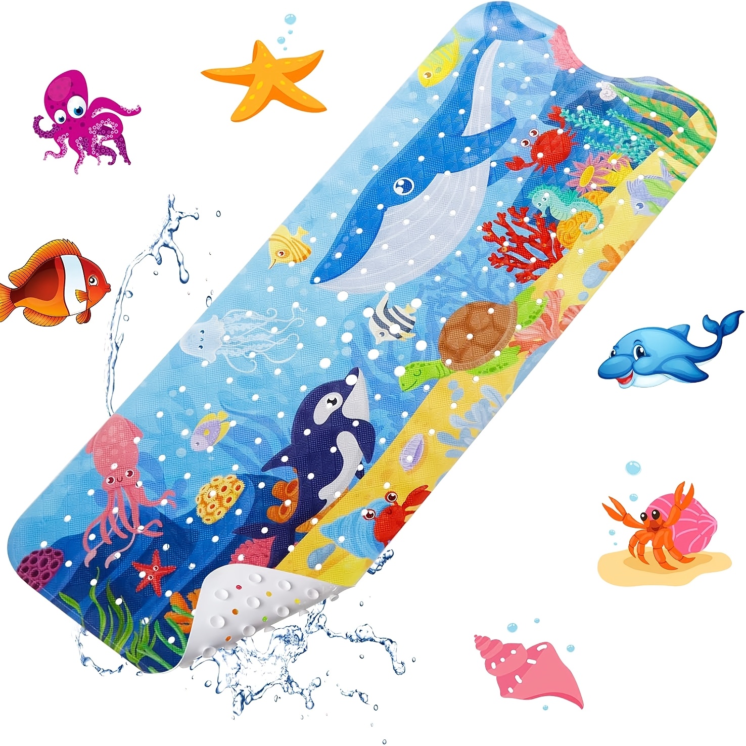 Bath Mat, 100 X 40cm, Shower Mat, Non-slip Mat, Bathtub Shower, Bath Mat, Pvc Bath Mat, With Suction Cups, Machine Washable