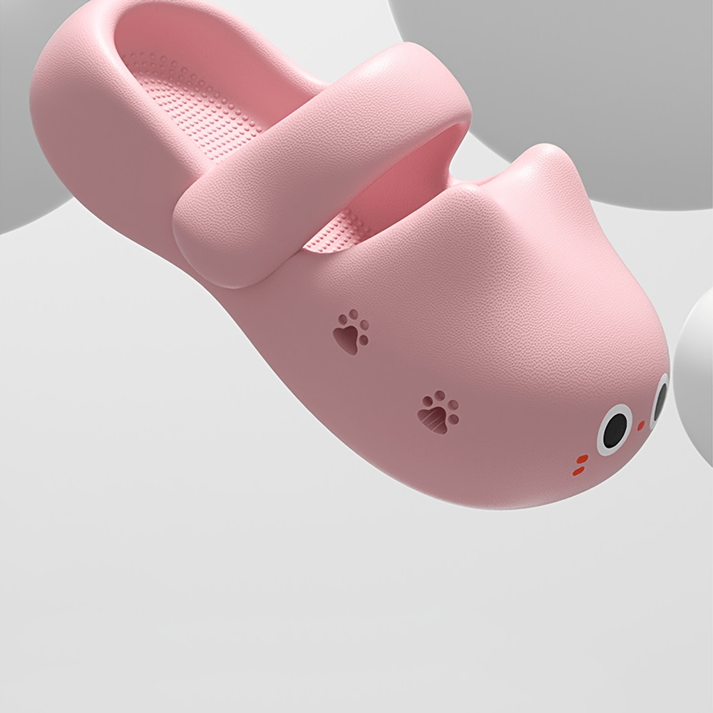 TEMU Cute Cat Women's Hole Shoes Summer Outside Wear Beach Wide Thick Bottom Garden Shoes Fashion Woman Home, Women Shoes