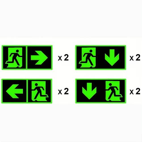 item picture 8pcs self luminous signs pvc high quality reflective exit signs 300 x 150mm
