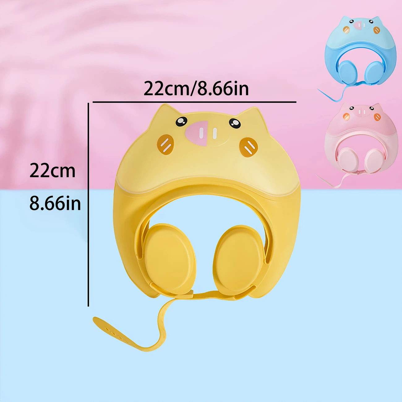 1pc cute design adjustable kids bath cap soft waterproof material adjustable headband with ergonomic blue yellow shower accessories for infants toddlers toddler infant accessory fun baby hat durable material new parents details 6