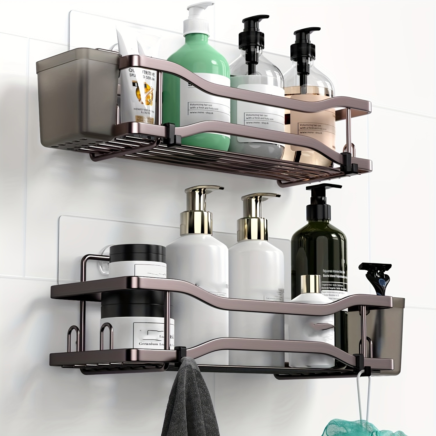 TEMU 2 Adhesive Organizer Shelves, No Steel &toothpaste For Bathroom, Dorm And