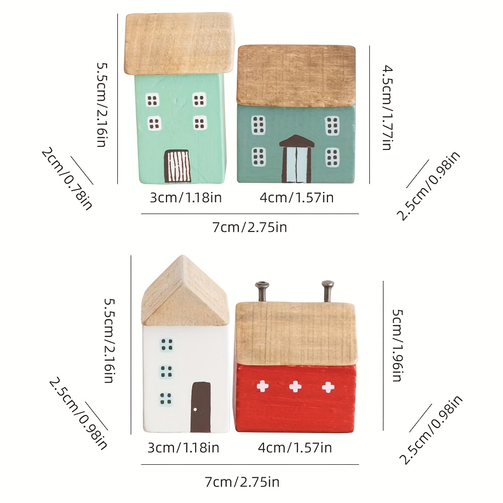 Image of Nordic Mini House Ornament, Christmas Cute House Model, Wooden Desktop Decoration, Decor, Photo Prop, Home Office Tabletop Craft Decoration, Entrance Cabinet Cabinet Decoration