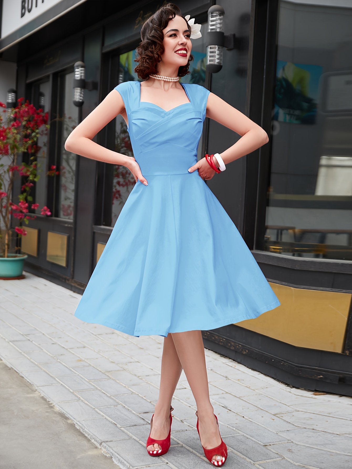 Vintage 1960s Sweetheart Neckline Swing Cocktail Party Dress Temu Morocco