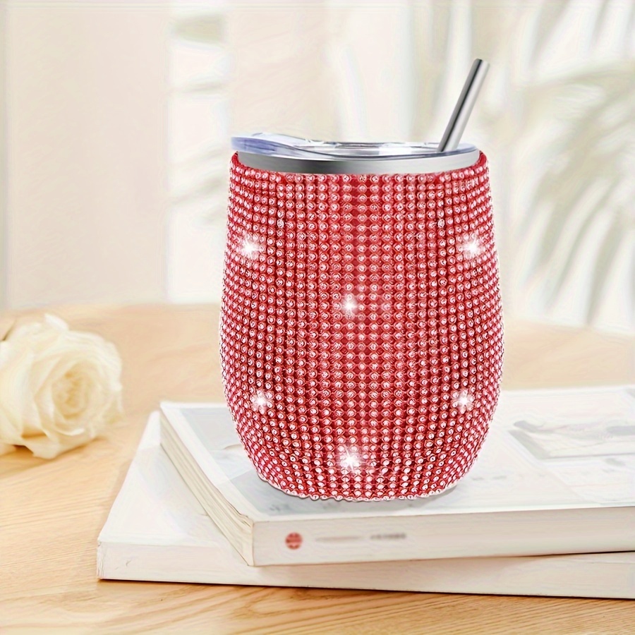 

12oz 304 Steel U-shaped Cup Diamond-studded - Insulated Cup For Direct Drinking, , Tea, - Resuable, , Christmas Gifts