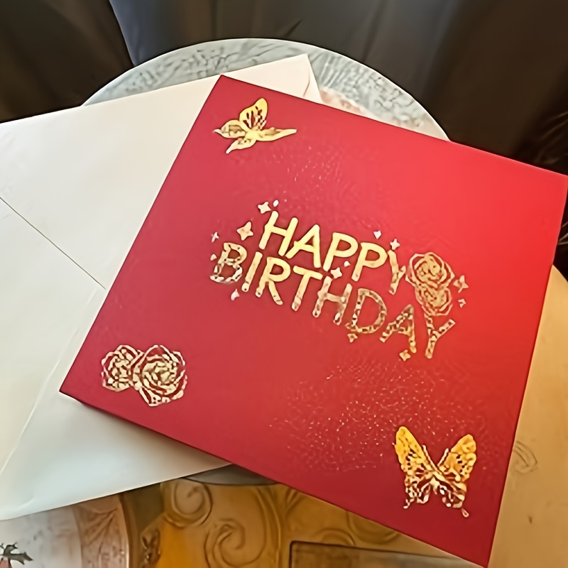 TEMU 1pc 3d Pop Up Stereo Cake Greeting Card With Mini Card And Envelope, Creative Birthday Card For Lovers, , Family And Everyone