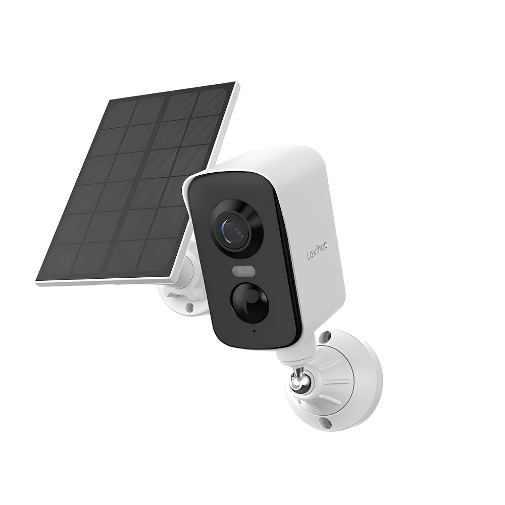 TEMU Caméra de sécurité extérieure fil solaire 1296P FHD à base magnétique, détection IA 3MP, IP65, projecteur, vision couleur, audio bidirectionnel,
