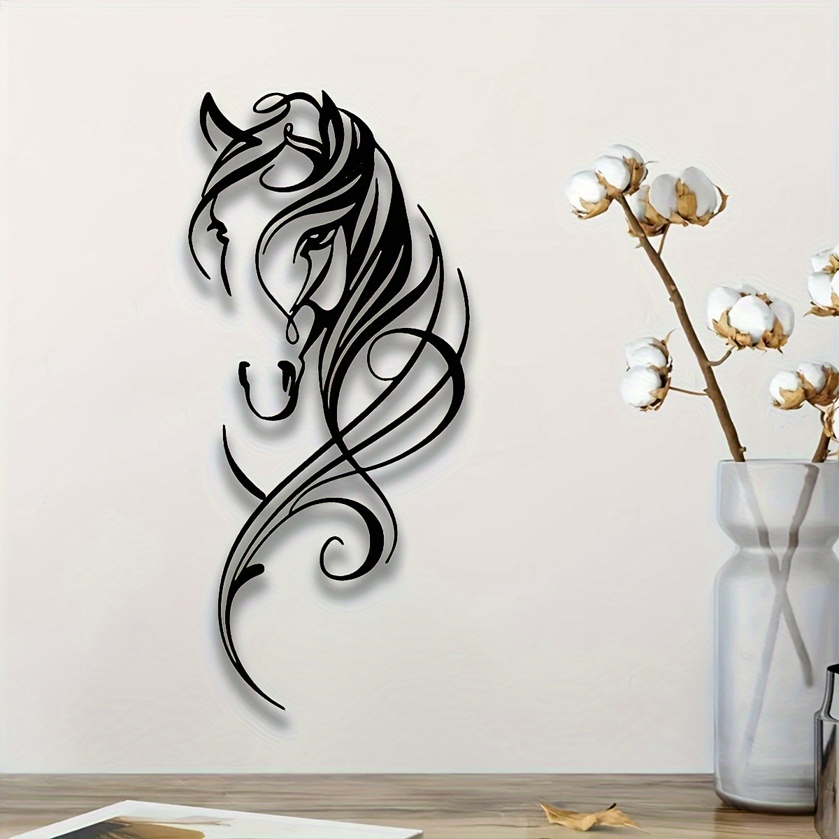 

Modern Abstract Horse Metal Wall Art - Aesthetic Retro Hanging Decor For Home, Office, Bar & Kitchen - Perfect For Valentine's Day & New Year