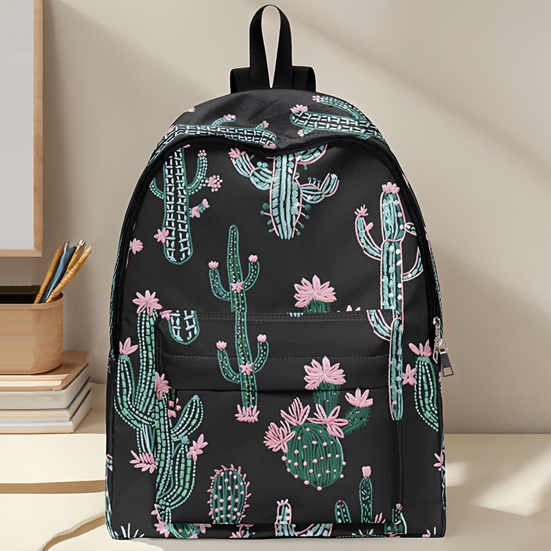 Mochila de Gran Capacidad con Estampado Floral de Cactus, Ideal para Compras, Viajes y Trabajo, Apta Tanto para Hombres Como para Mujeres