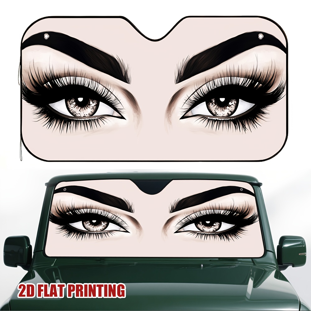 artikel foto eén artistiek wimperontwerp voor de zonneklep van je auto, ideaal voor winkeltrips en korte pauzes, helpt de warmteaccumulatie in de auto te minimaliseren.