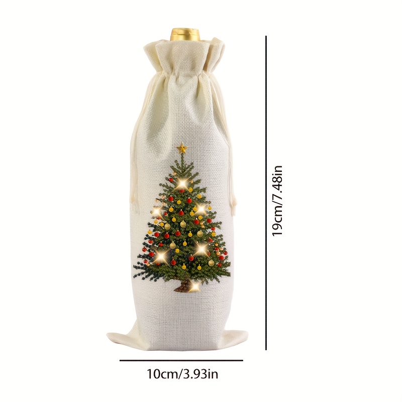 TEMU 1pc 5d Diamond Painting Wine Bag Set, Red Wine Decor Bag, Hand Craft Diamond Painting Kit, Christmas Tree Gift For , Ideal Present For Family