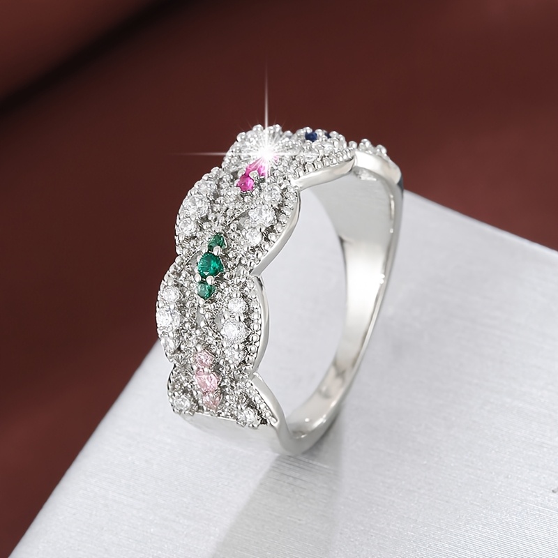 Golden Plated Geometric Ring with CZ Accents
