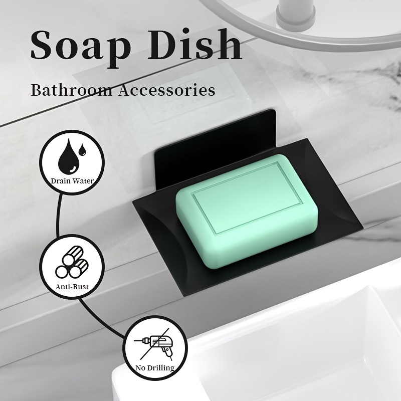 

1pc Suction Cup Soap Dish Holder - Wall-mounted Soap Holder With Drainage Device - No-drill Bathroom Soap Holder - And Clean - Bathroom Accessories