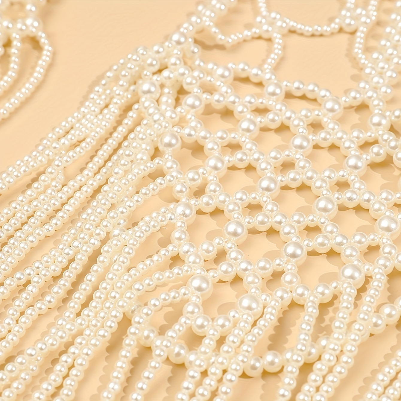 Faux Pearl Body Chain Silvery Plated for Weddings & Parties