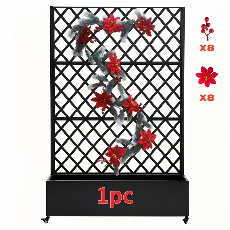 TEMU 1pc Ultra-long Christmas Snow Fir Branch Vine, With Red Carnations And Berries Decorating Pine Branches, Shape Artificial Flower Vine, Durable