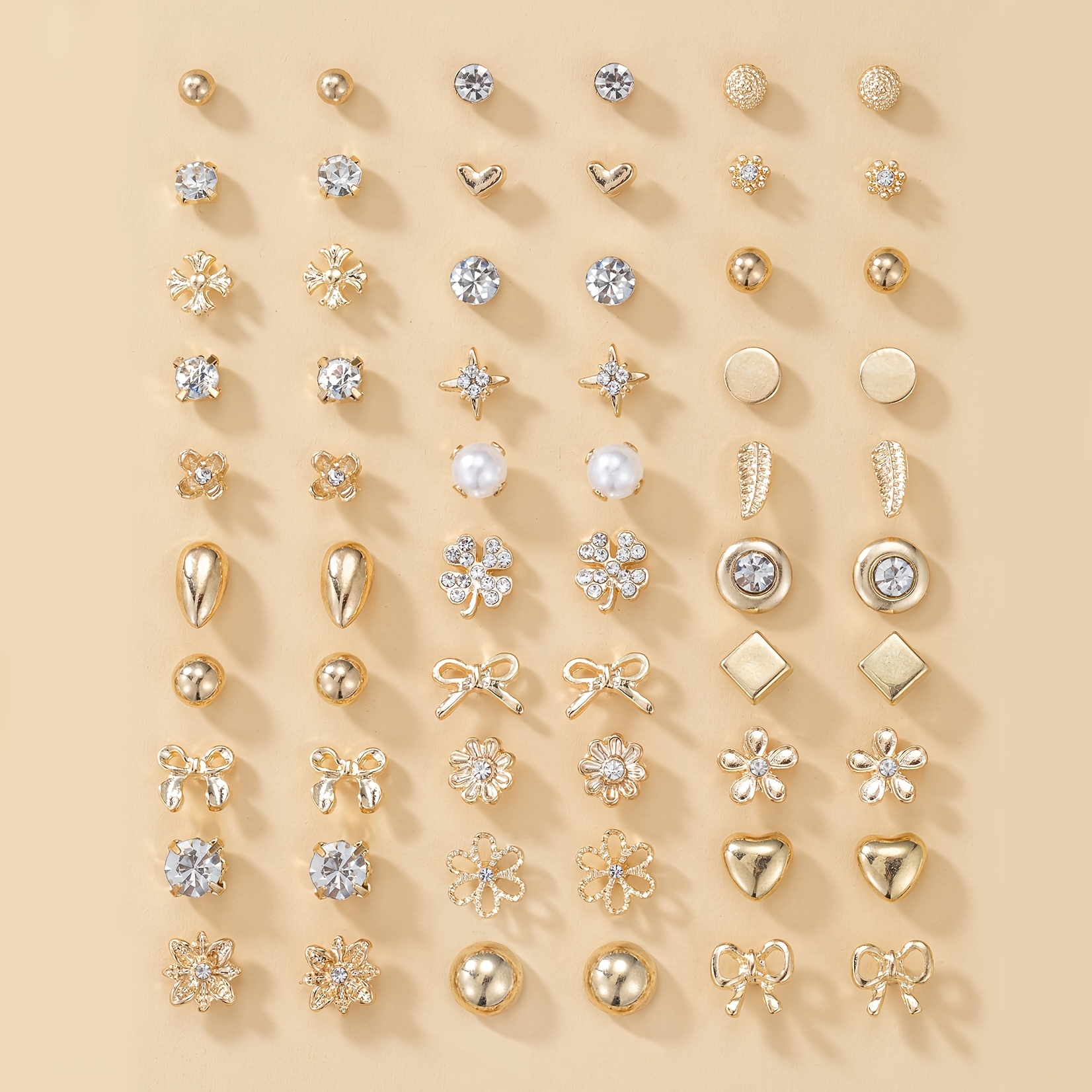 TEMU 60pcs Set Of Stylish, Cute, Bow And Flower Women's Earrings, Suitable For Daily And Jewelry Wear