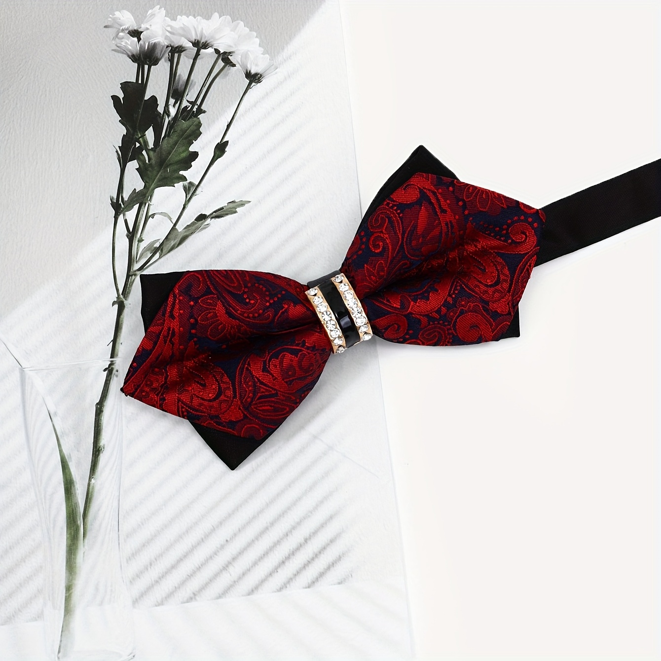 E-shop Doppellagige Fliege für Herren mit Strass-Spitze – Elegante Fliegen für Hochzeit, Abschlussball, formelle Anlässe, geeignet für den Bräutigam –