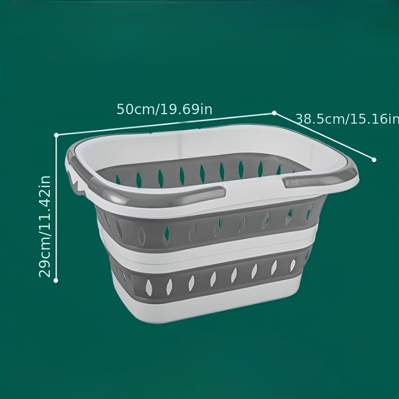 TEMU 1pc Large Collapsible Wall-mounted Laundry Basket With Hanging Handle - Heavy-duty Plastic Rectangular Clothes Hamper, Space-saving Foldable