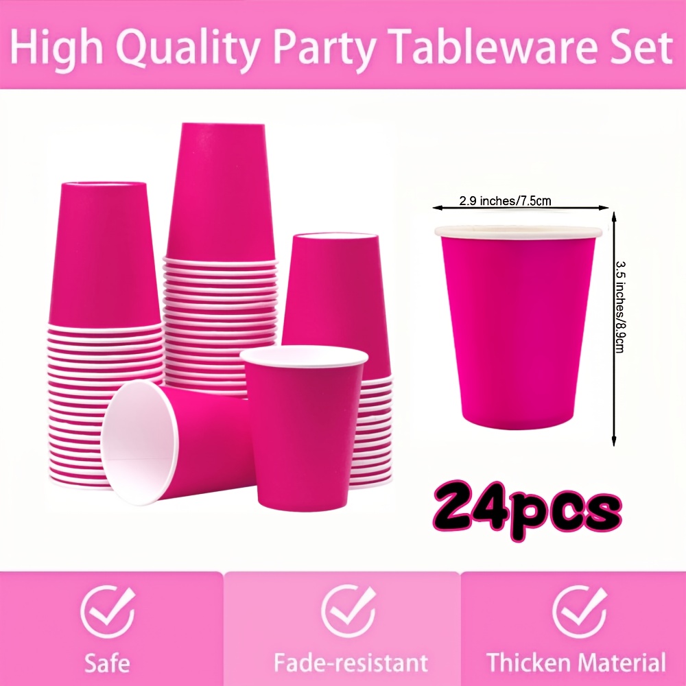 E-shop Stück Einweg-Pappbecher, 9oz Hot Pink Kaffee-Bechern Tee-Tassen, Heißgetränke kalte Geträ